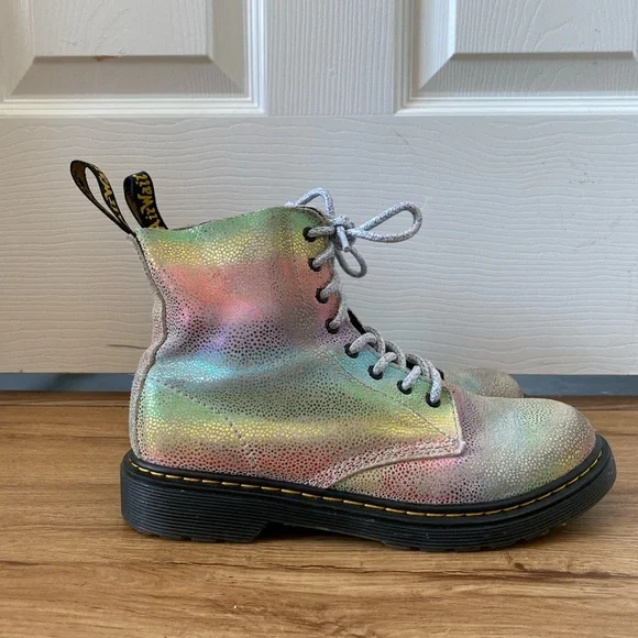 Dr. Martens Kids Rainbow Holographic Lace-Up Boots - Picture 3 of 6